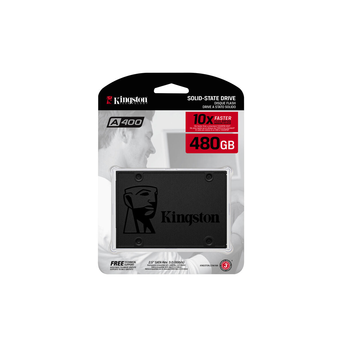 Hard Drive Kingston A400 480 GB SSD Black TLC