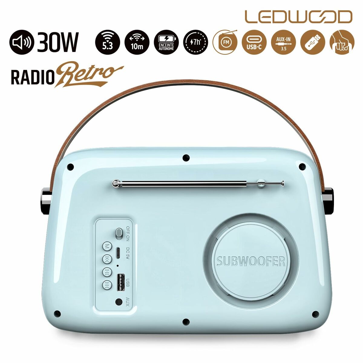 Transistor Radio Ledwood ALMA BLUE Blue 30 W