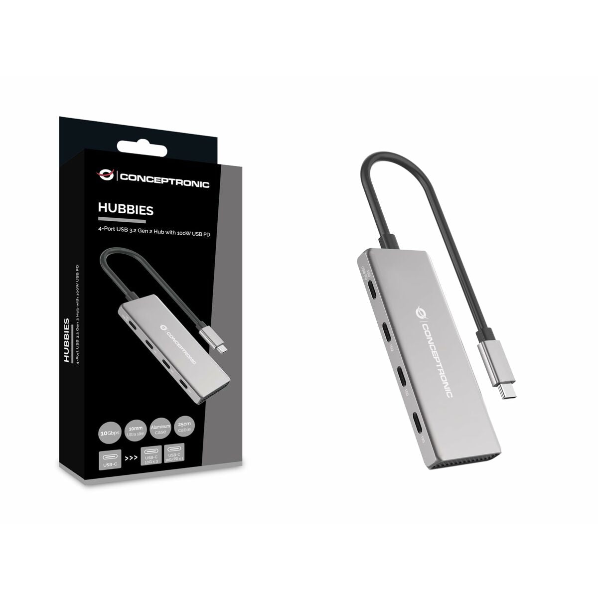 USB Hub Conceptronic 110519607101 Silver