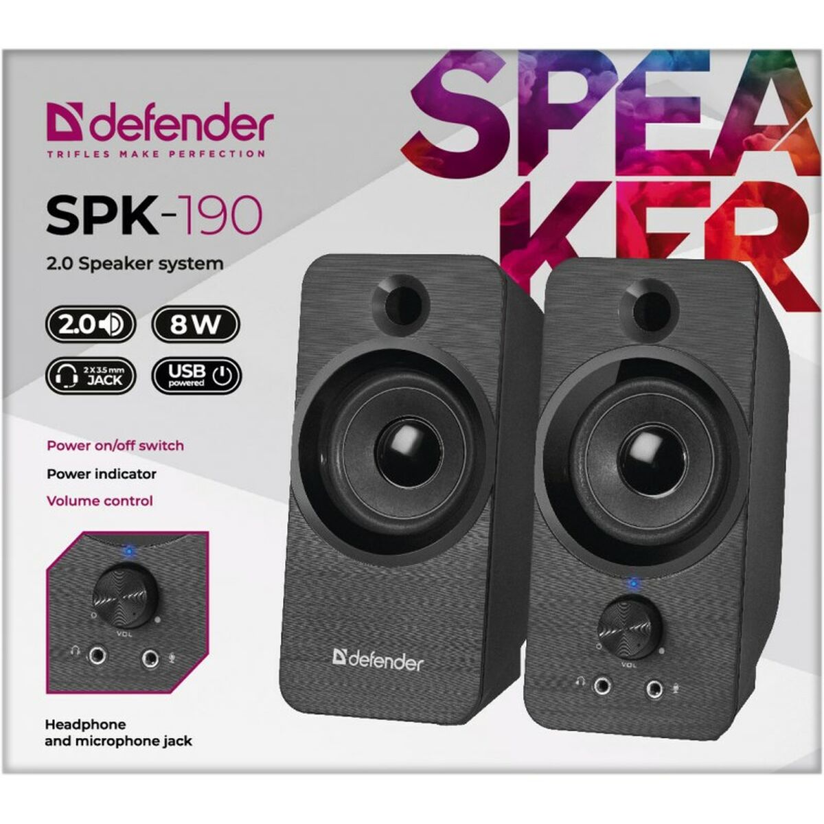Speakers Defender SPK-190 Black 8 W