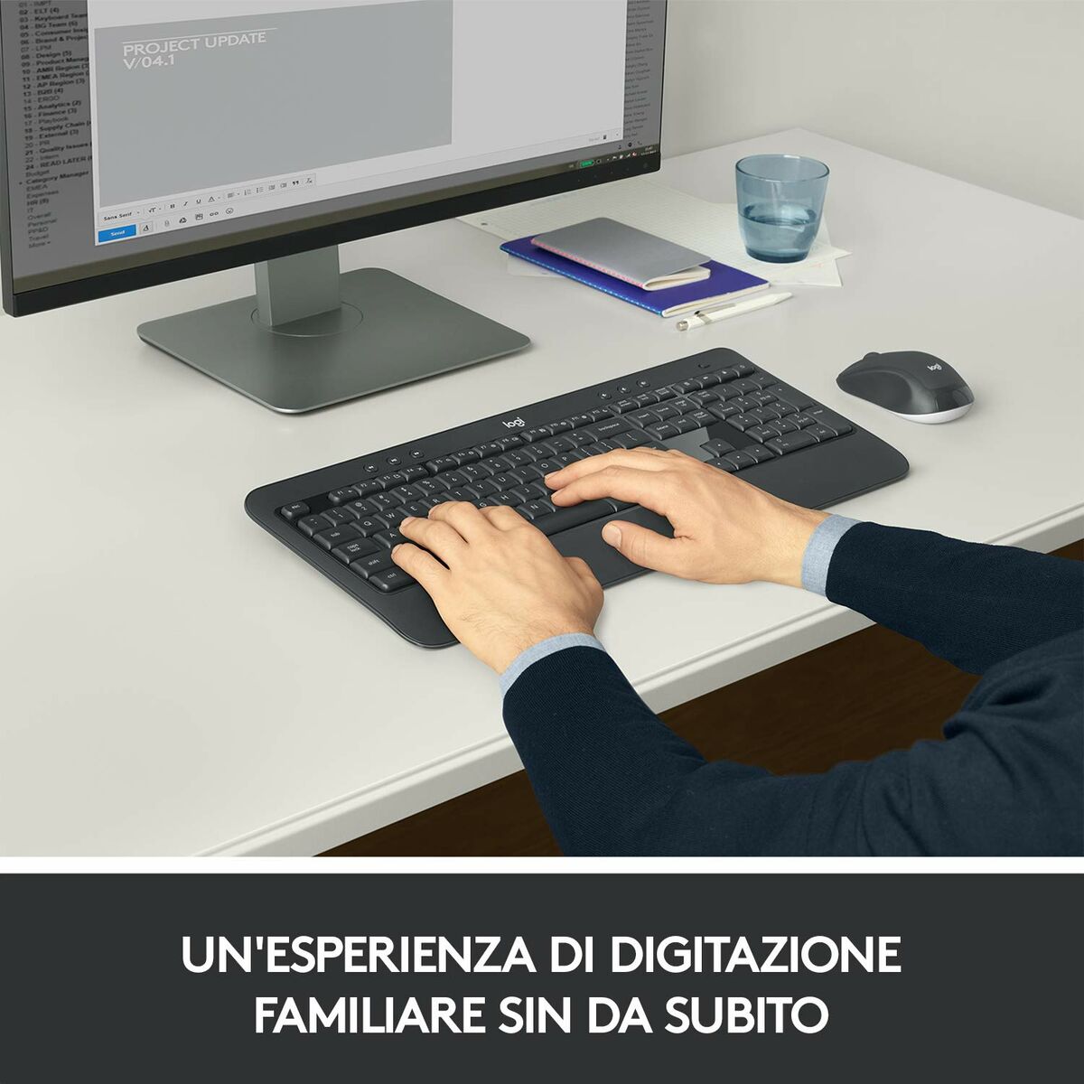 Keyboard and Mouse Logitech 920-008679 Italian QWERTY White Black