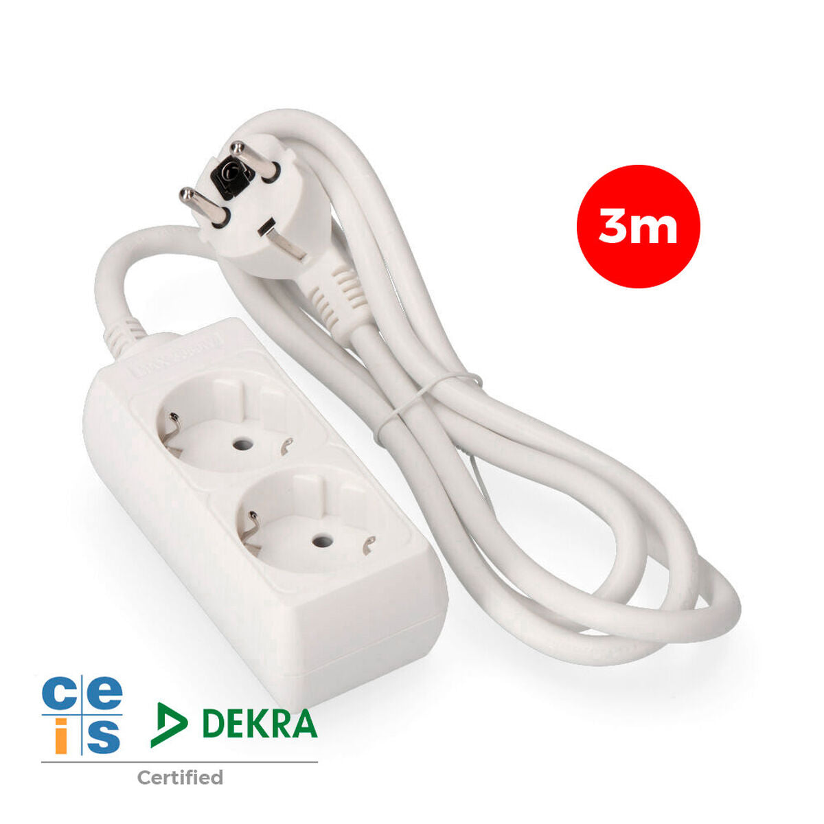 2-socket plugboard without power switch EDM 41017 Schuko (3 m)
