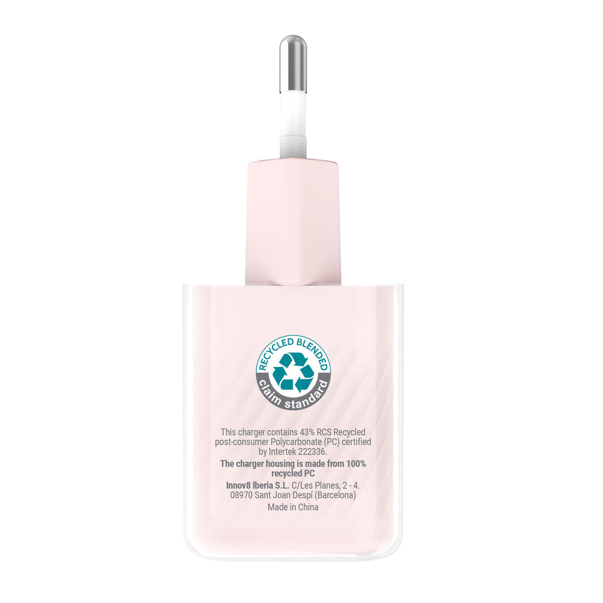 Wall Charger + USB-C Cable Muvit for Change Glass GaN Pink