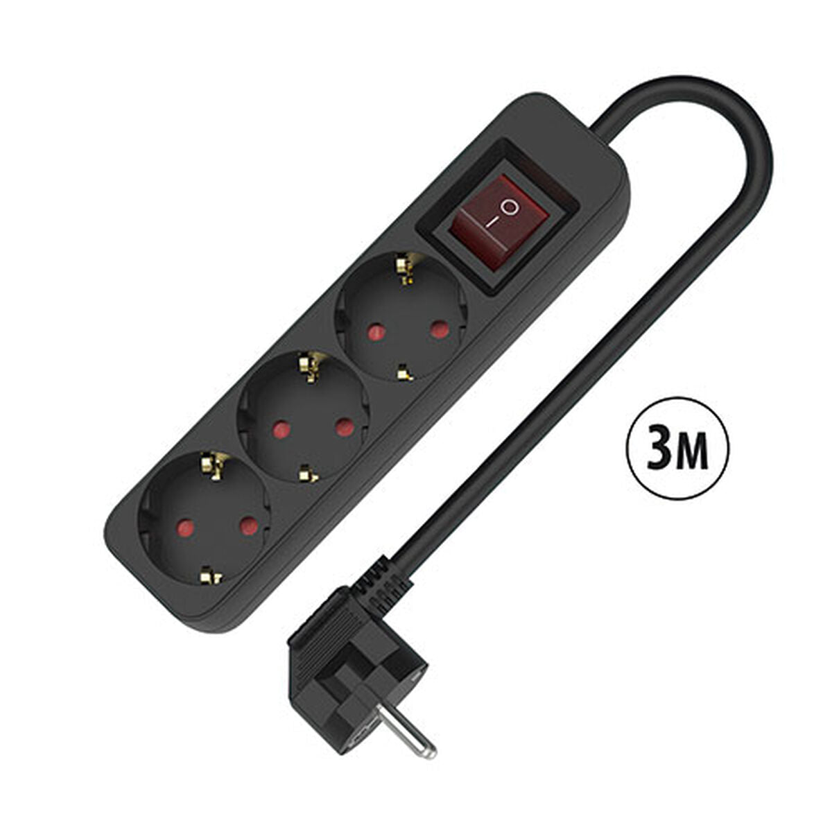 3-socket plugboard with power switch TM Electron TMUAD533SBK Black 3680 W 250 V (3 m)