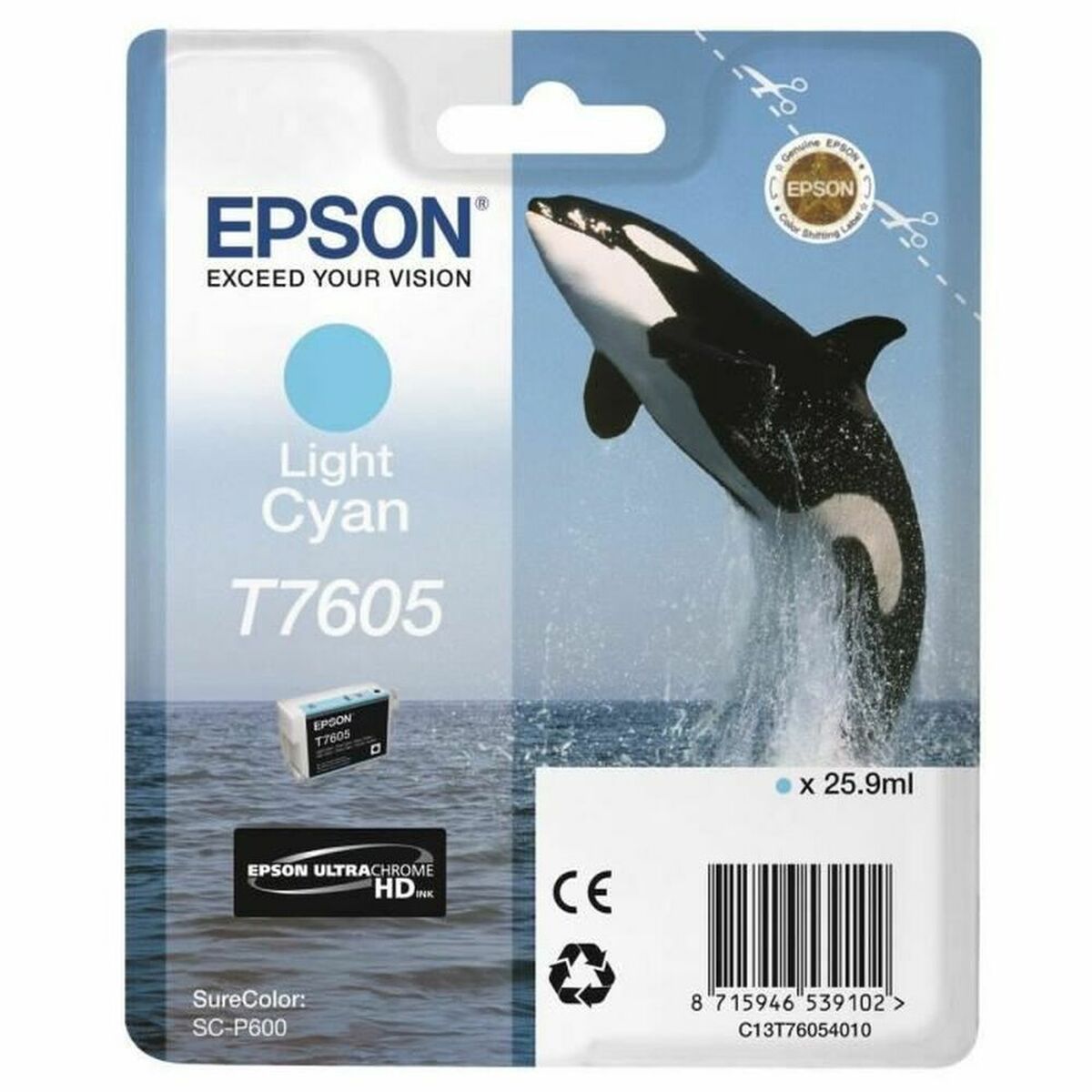 Original Ink Cartridge Epson T7605 Light Cyan Cyan