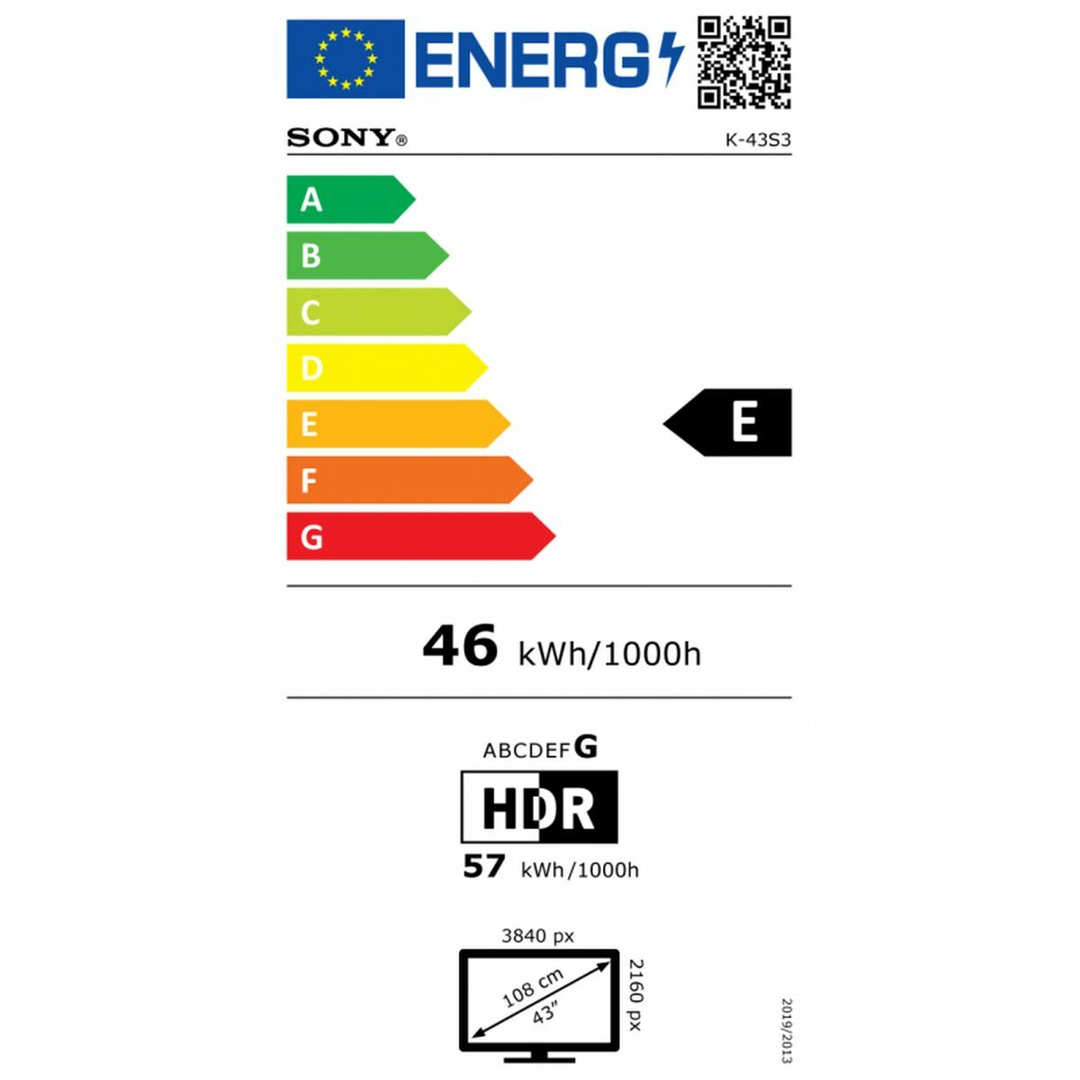 Smart TV Sony K43S35BP 43 43" 4K Ultra HD LED HDR Dolby Vision