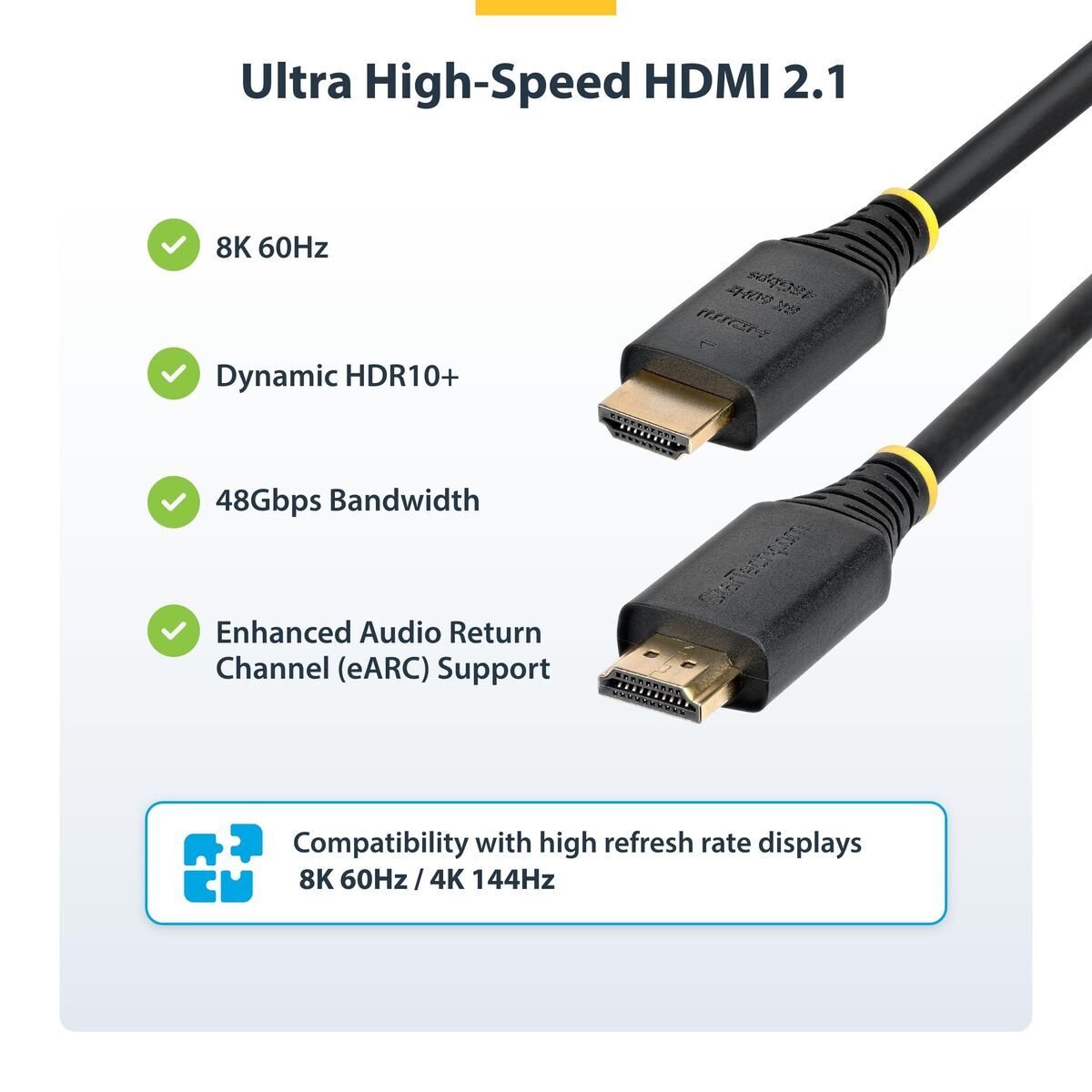 HDMI Cable Startech HDMI21-CBL-8K60-50CM Black