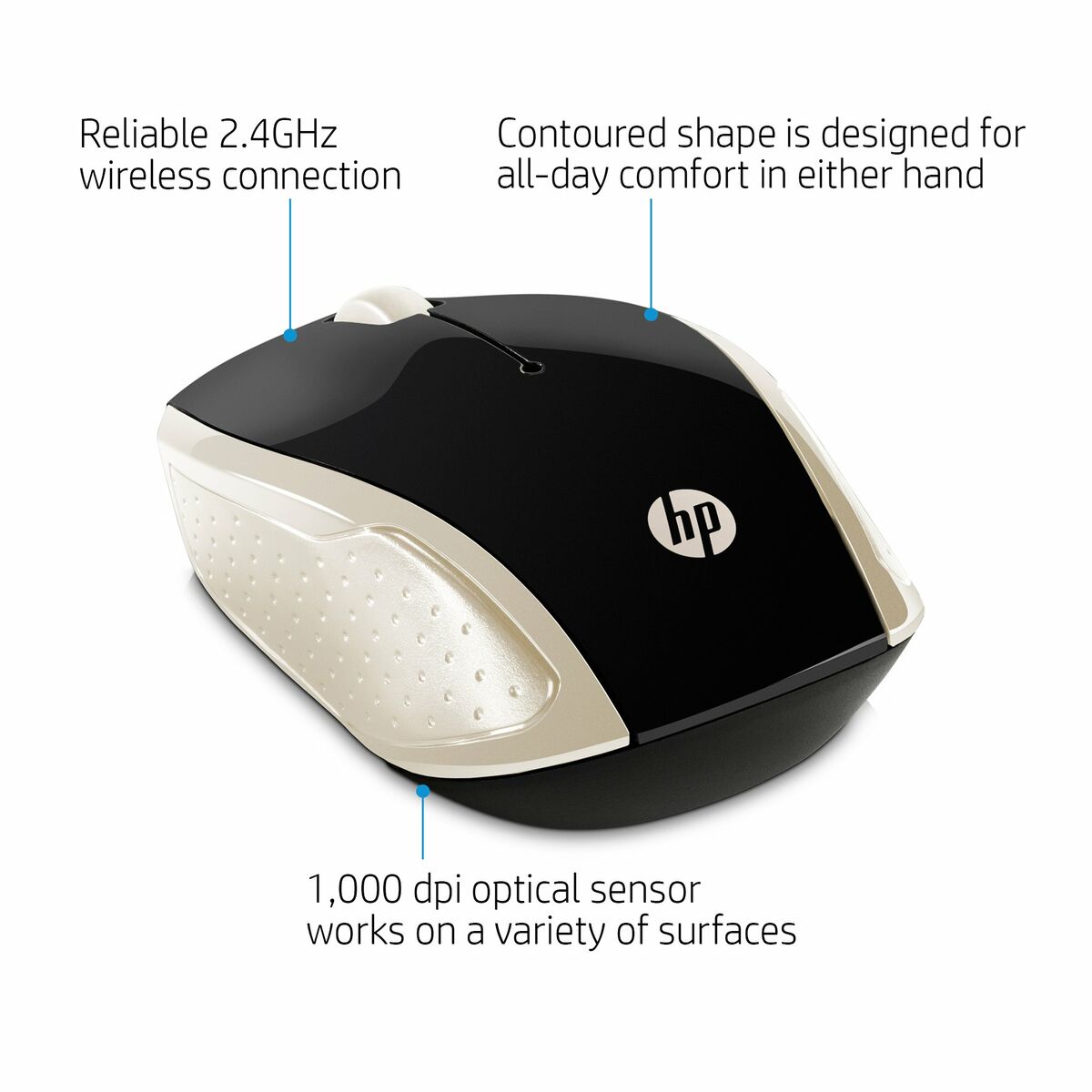 Mouse HP 200 (Silk Gold) Gold 1000 dpi