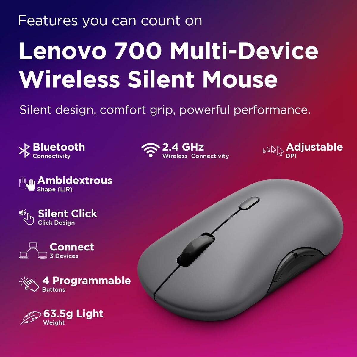 Mouse Lenovo GY51S61898 Grey 4000 dpi