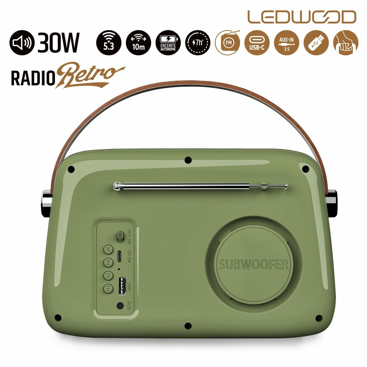 Transistor Radio Ledwood ALMA GREEN Green 30 W