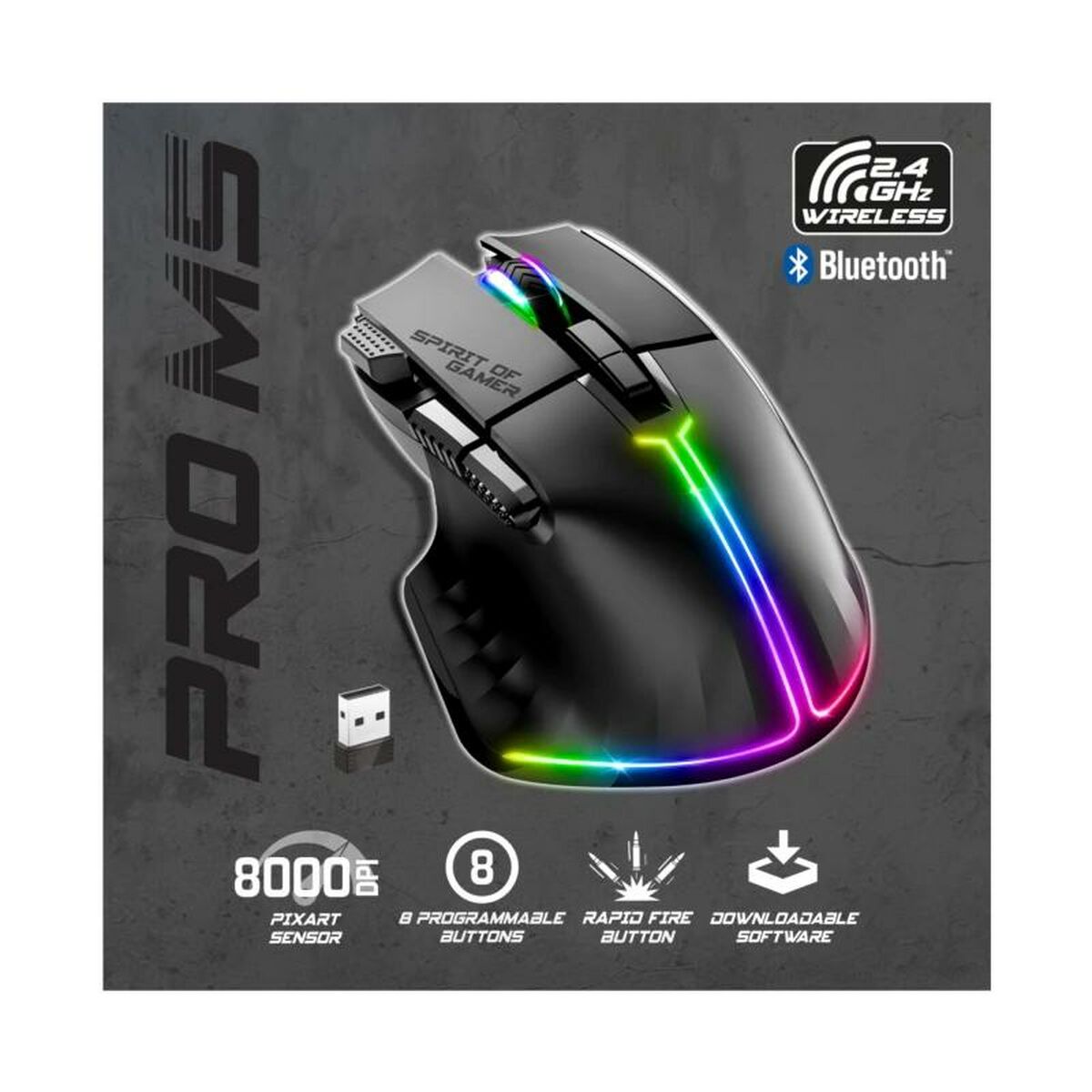 Wireless Mouse Spirit of Gamer Pro M5 Black 8000 dpi