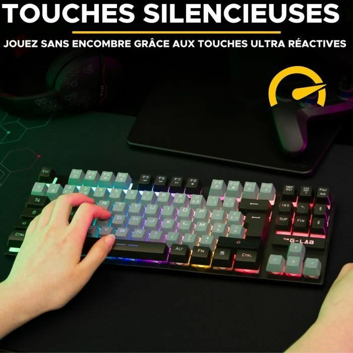 Keyboard The G-Lab KEYZ CAESIUM Black Grey Azerty French