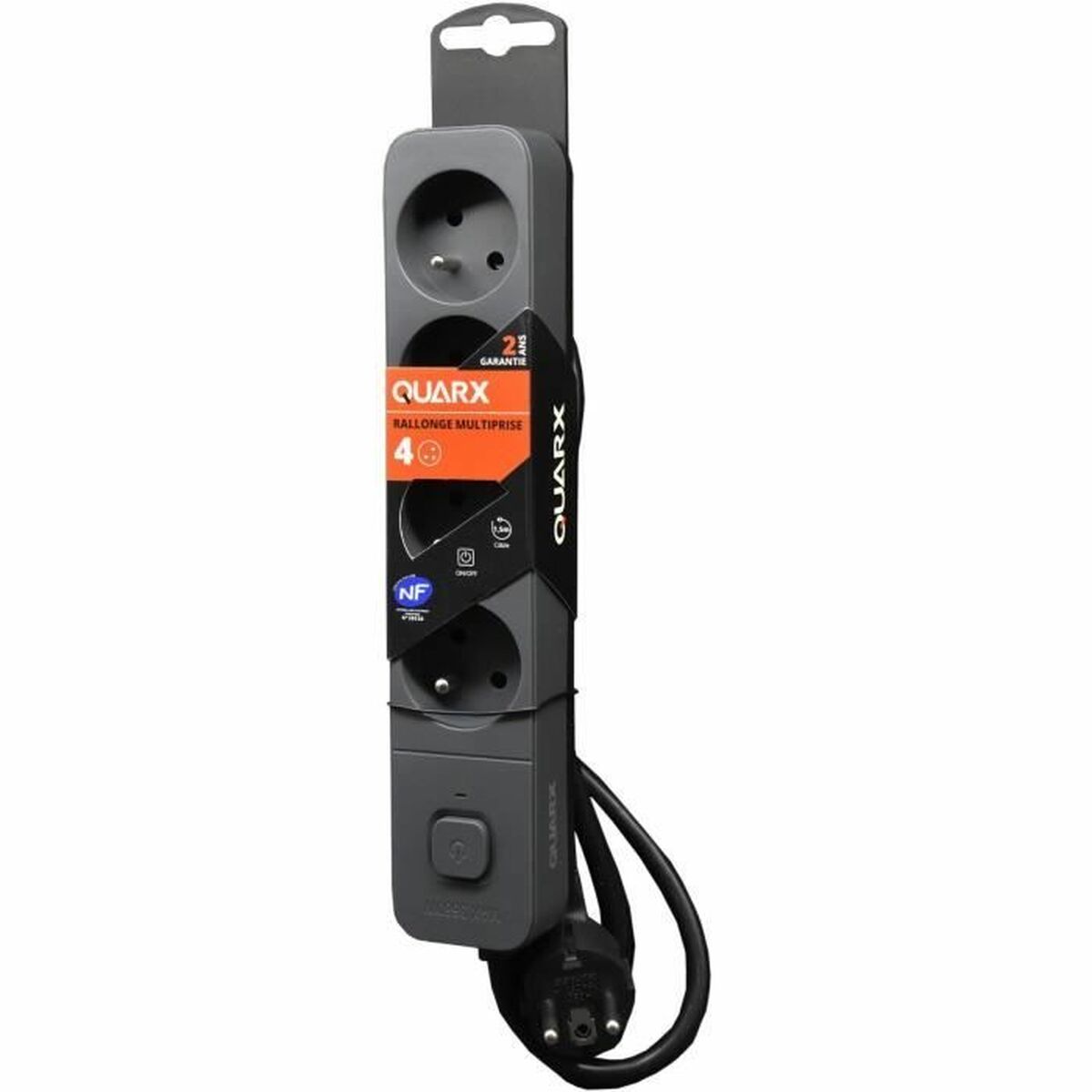 4-socket plugboard with power switch QUARX (1,5 m)