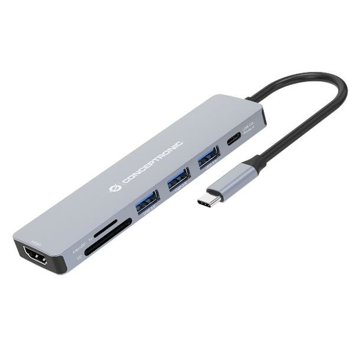 USB Hub Conceptronic 110519207101 Grey 100 W