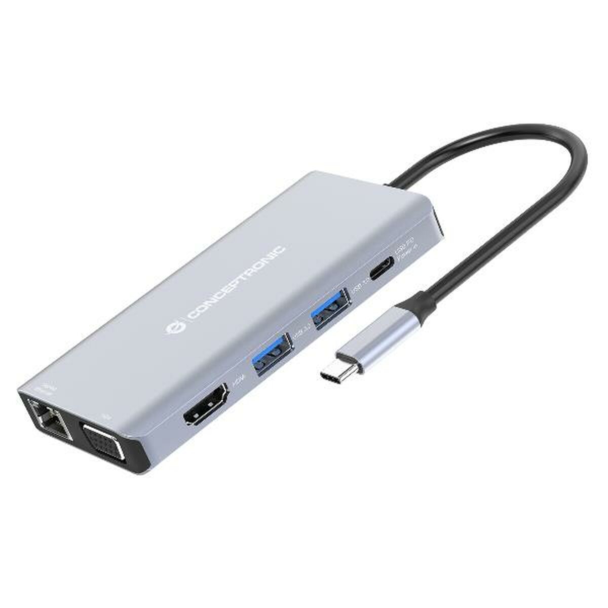USB Hub Conceptronic 110519307101 Grey 100 W