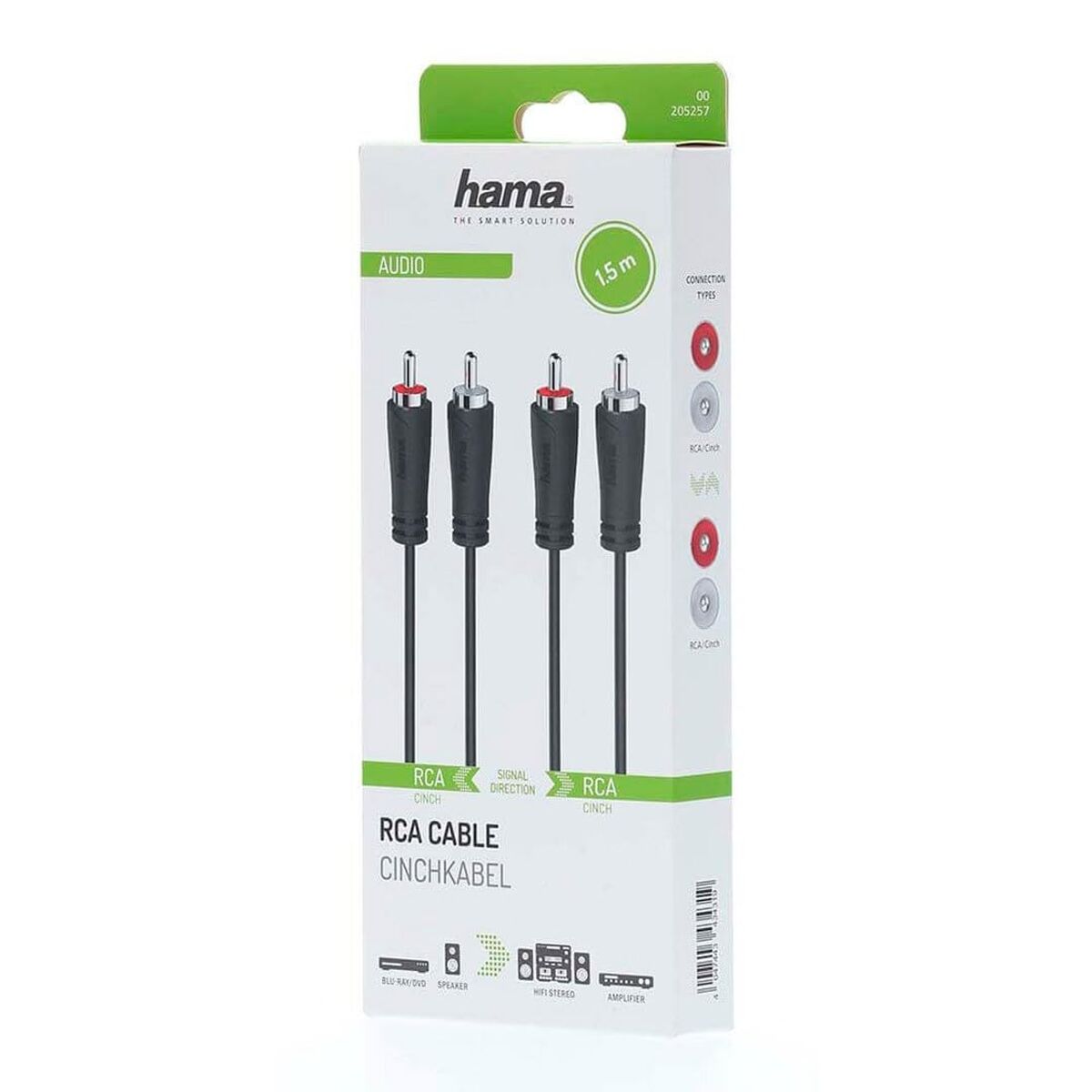 2 x RCA Cable Hama 00205257 1,5 m