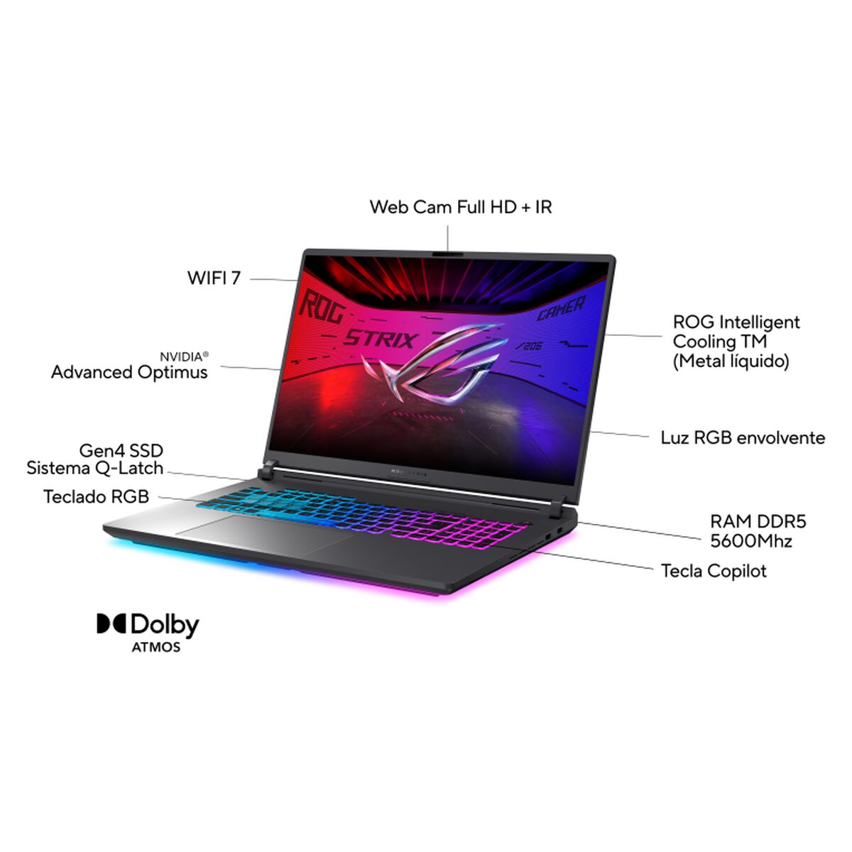 Laptop Asus ROG Strix G18 G815LP-S9034 17" intel core ultra 9 275HX 32 GB RAM 1 TB SSD nvidia geforce rtx 5070 Spanish Qwerty