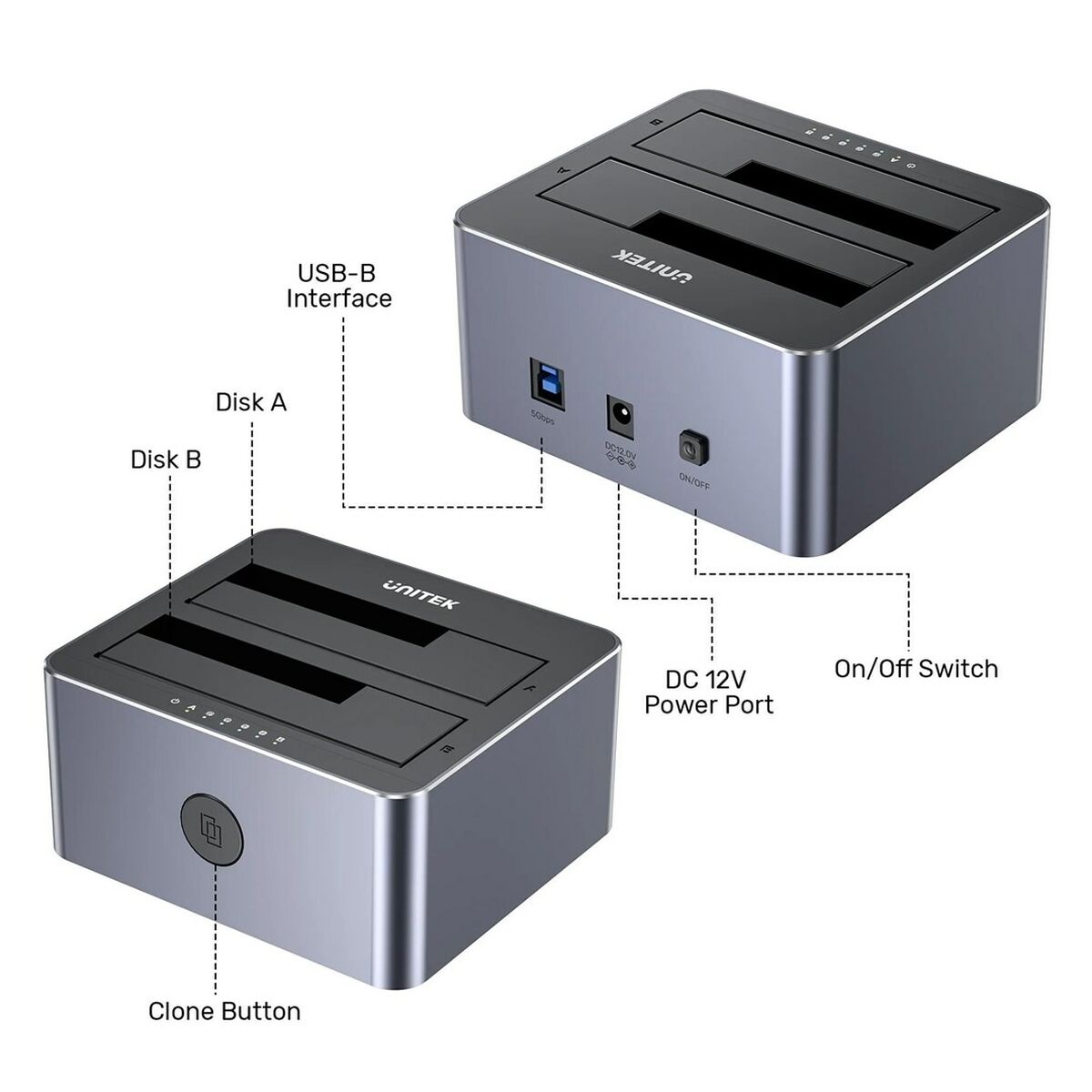 Charging base Unitek Y-3026GY01-EU