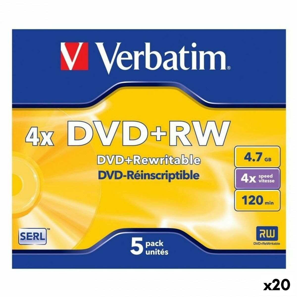DVD+RW Verbatim 4,7 GB 4x 5 Pieces (20 Units)