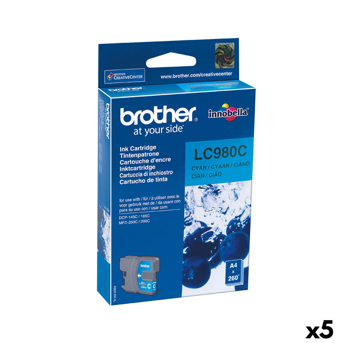 Original Ink Cartridge Brother LC980C Cyan (5 Units)