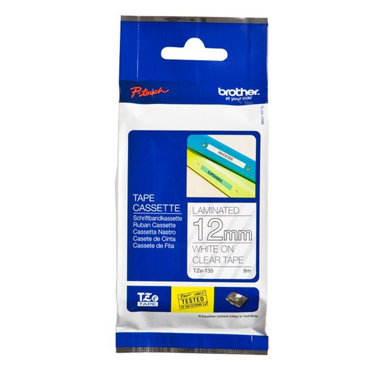 Laminated Tape for Labelling Machines Brother TZE135 White 12 mm x 8 m