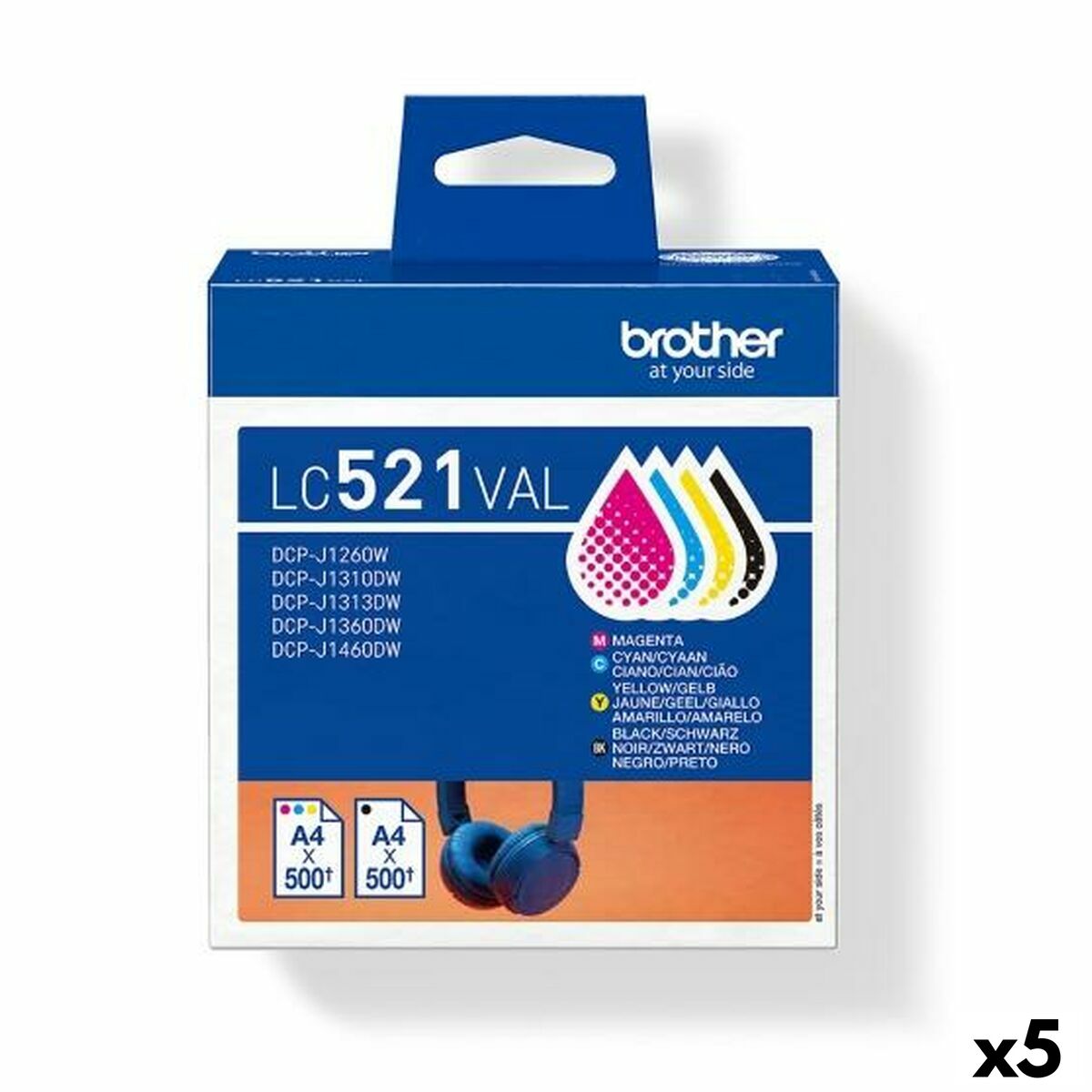 Original Ink Cartridge Brother LC521VAL Yellow Blue Black Magenta (5 Units)