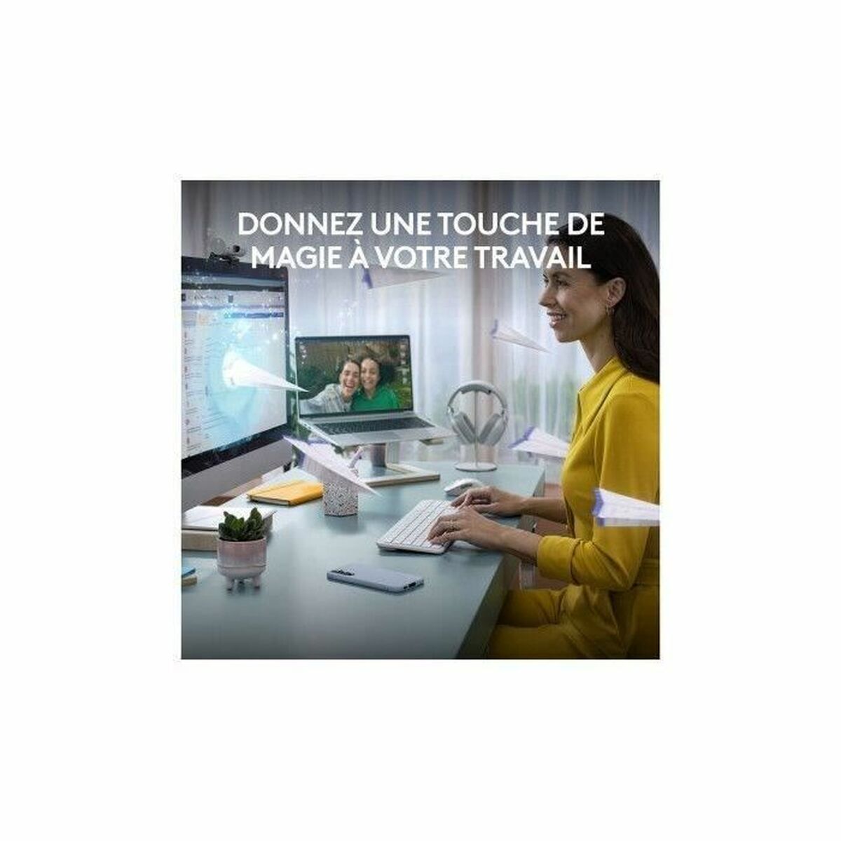 Keyboard and Mouse Logitech White French Azerty French