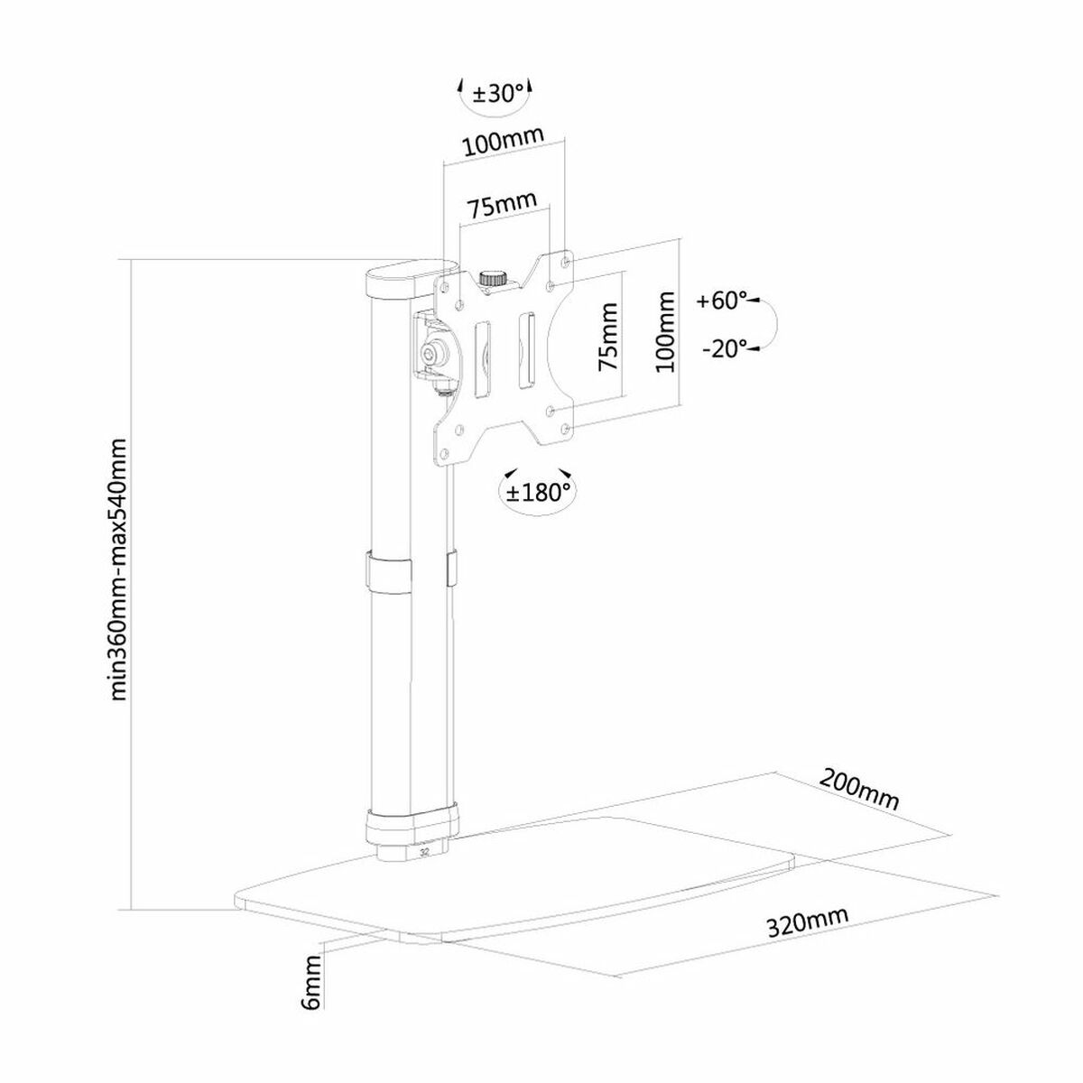 Screen Table Support Neomounts FPMA-D890WHITE