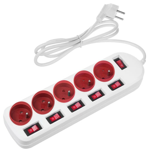 Power Socket - 5 sockets with Switch MacLean MCE204 R/W (1,5 m)