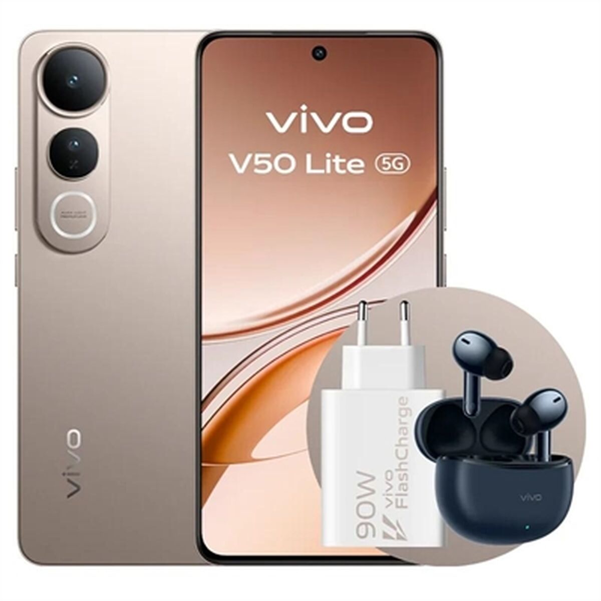 Smartphone Vivo V50 Lite 6,7" mediatek dimensity 6300 8 GB RAM 256 GB Brown Golden