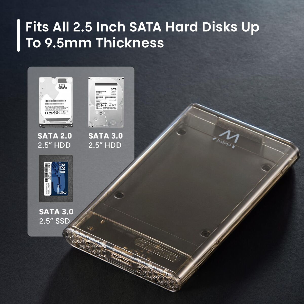 External Hard Drive Ewent EW7069 Transparent 2,5"