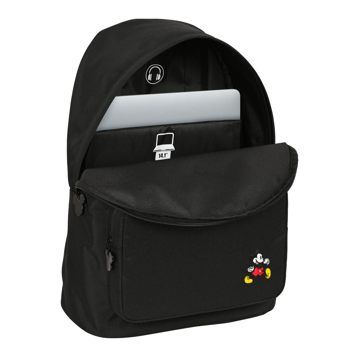 Laptop Backpack Mickey Mouse Black 31 x 41 x 16 cm
