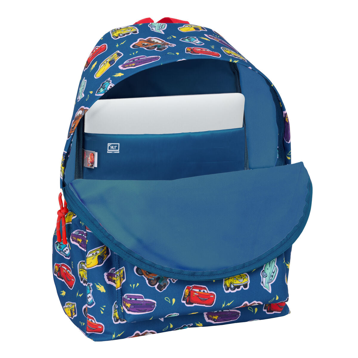Laptop Backpack Cars Racing Navy Blue
