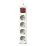 4-socket plugboard with power switch Silver Electronics White