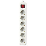 Power Socket - 6 Sockets with Switch Silver Electronics White