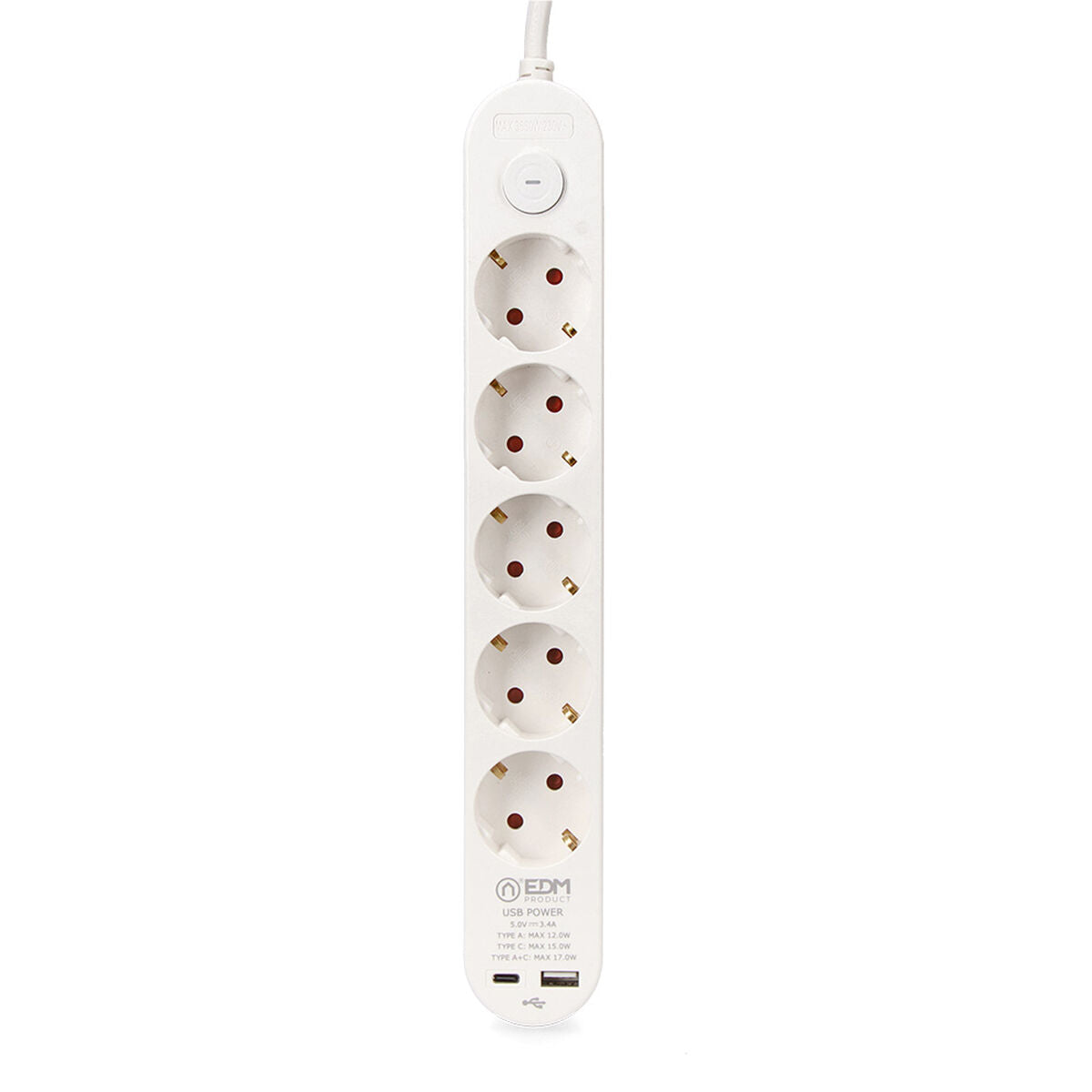 Power Socket - 5 sockets with Switch EDM 41824 White 3680 W 250 V (1,5 m)