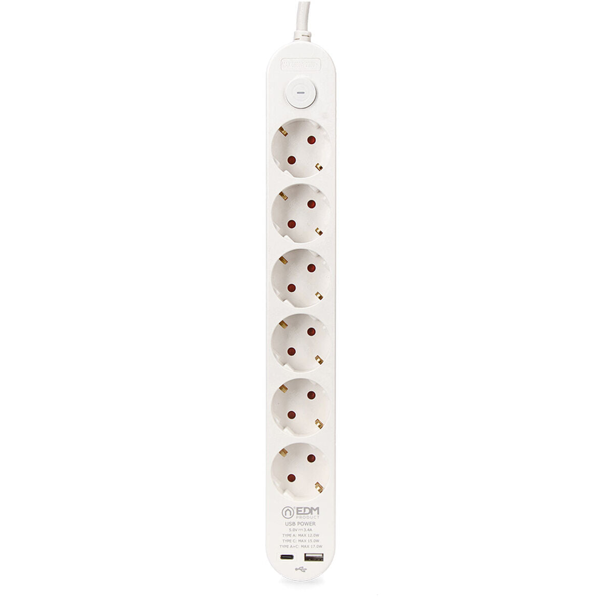 Power Socket - 6 Sockets with Switch EDM 41825 White 3680 W 250 V 30 W (1,5 m)