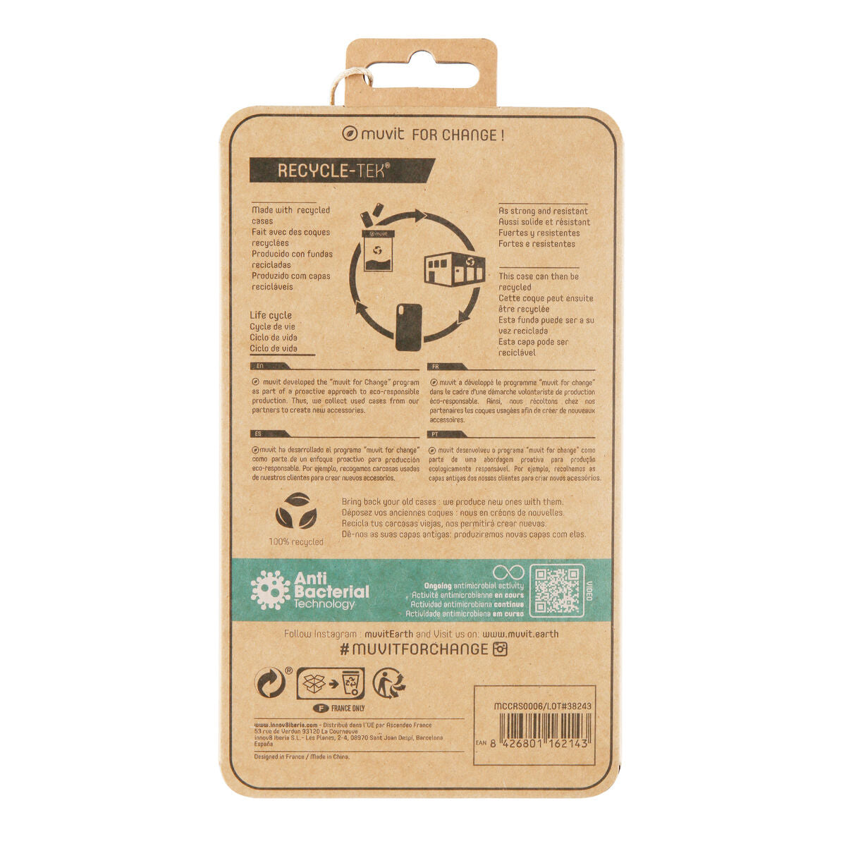 Mobile cover Muvit for Change iPhone X/XS Transparent