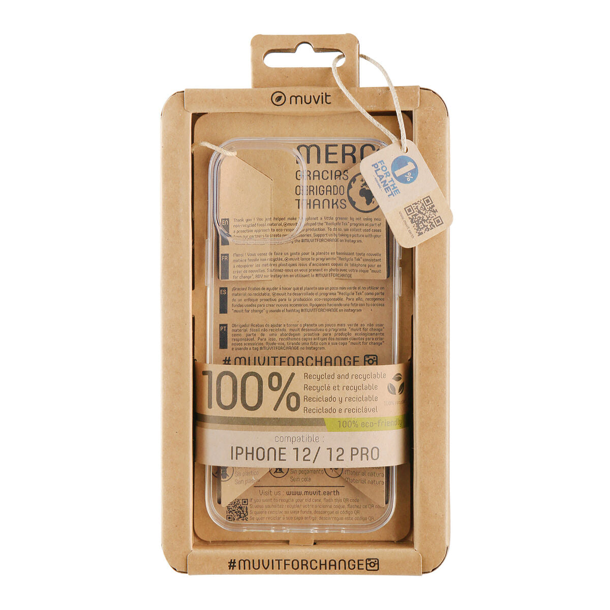 Mobile cover Muvit for Change iPhone 12/12 Pro Transparent