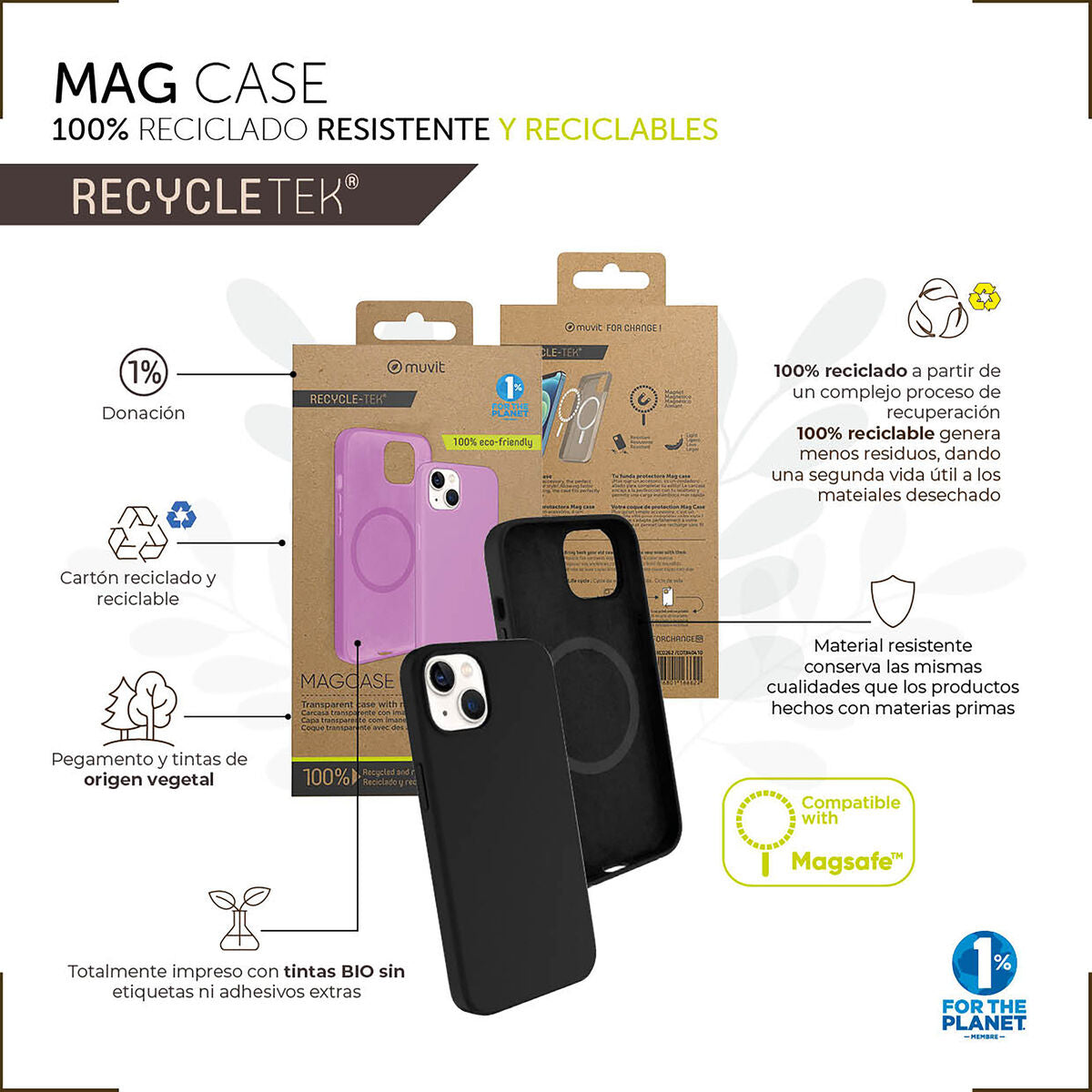Mobile cover Muvit for Change iPhone 14 Plus Black Magnetic