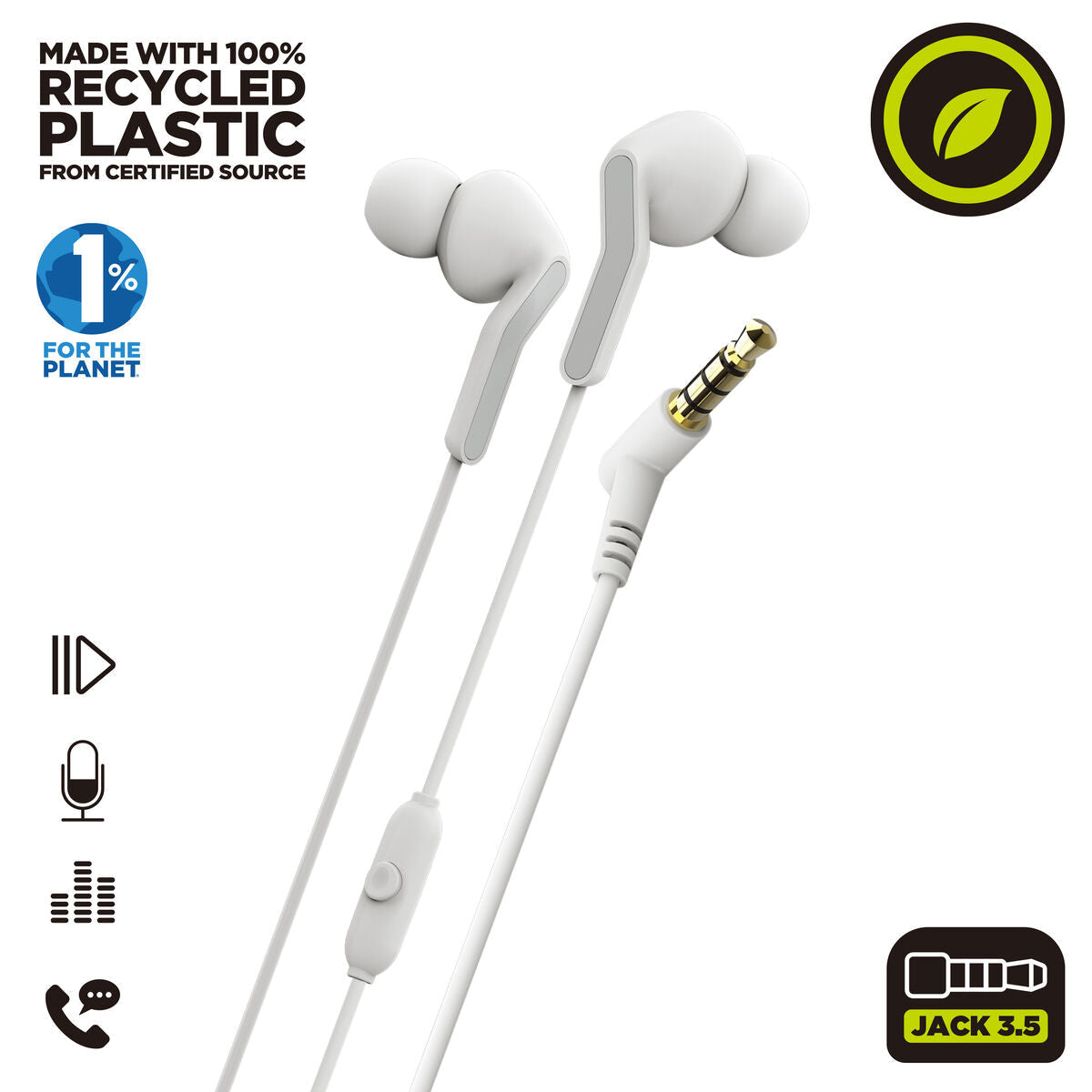 Headphones Muvit for Change E57 White