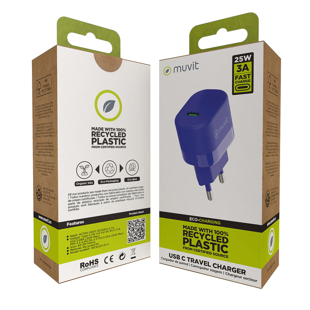 Wall Charger Muvit for Change Blue 25 W