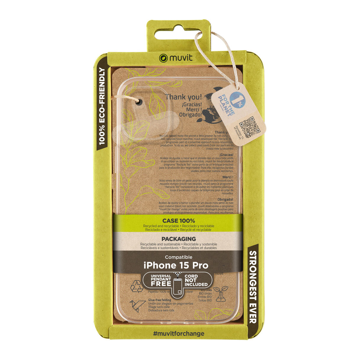 Mobile cover Muvit for Change iPhone 15 Pro Clear