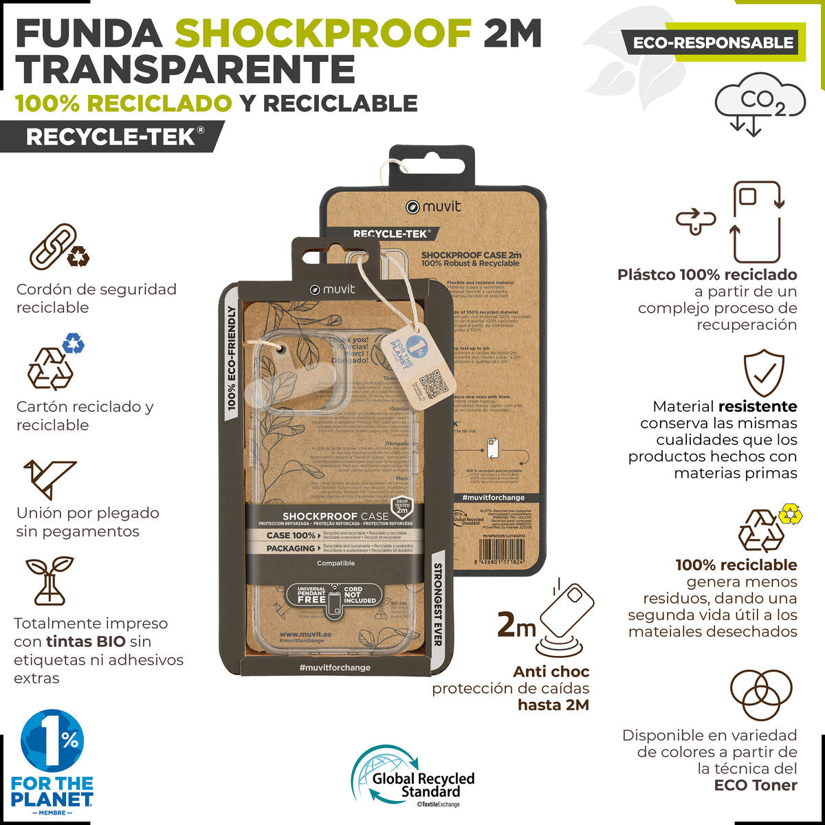 Mobile cover Muvit for Change iPhone 15 Pro Clear