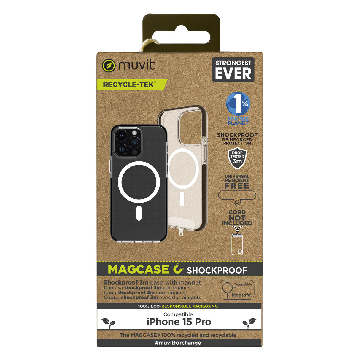 Mobile cover Muvit for Change iPhone 15 Pro Clear Magnetic