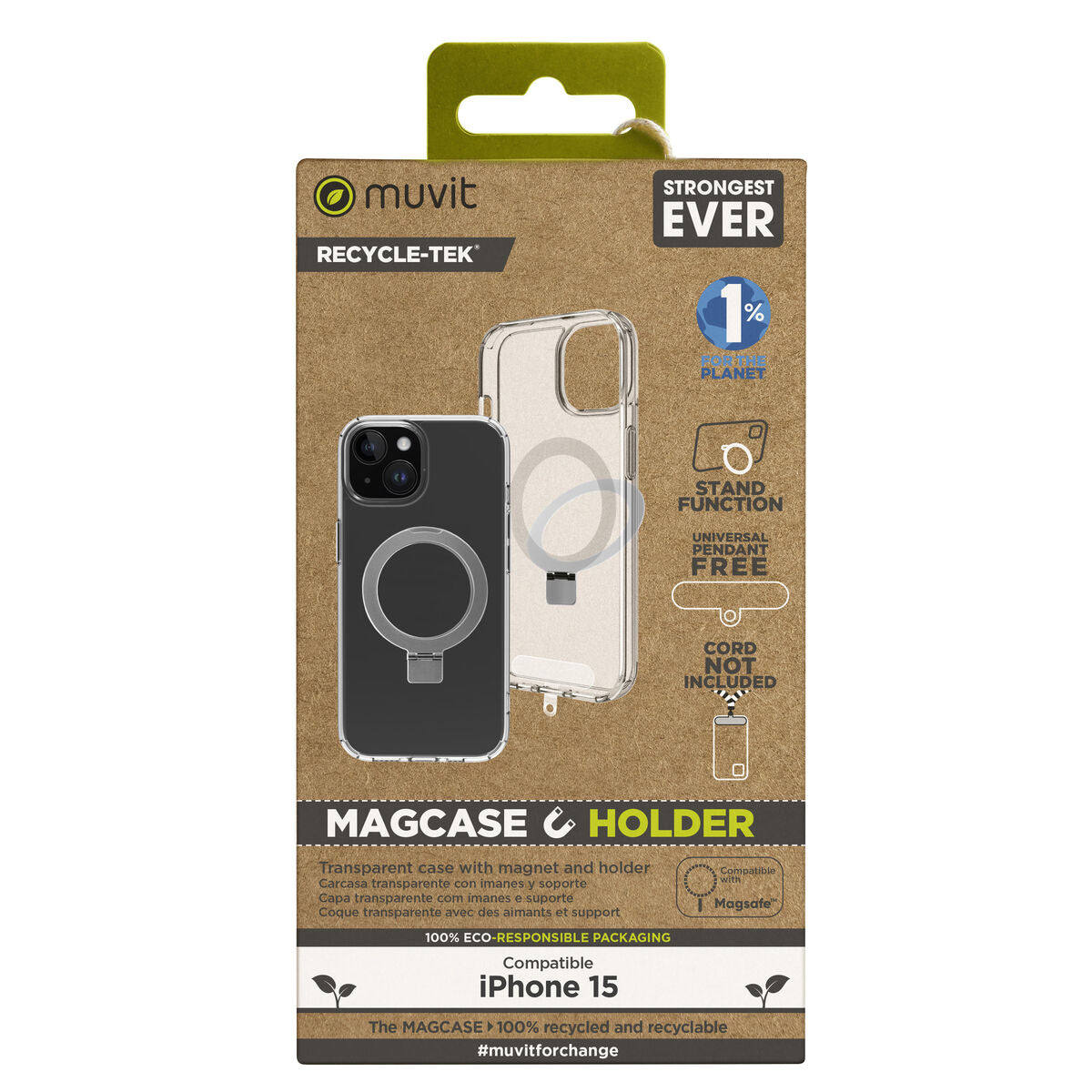 Mobile cover Muvit for Change iPhone 15 Clear iPhone 15 Magnetic