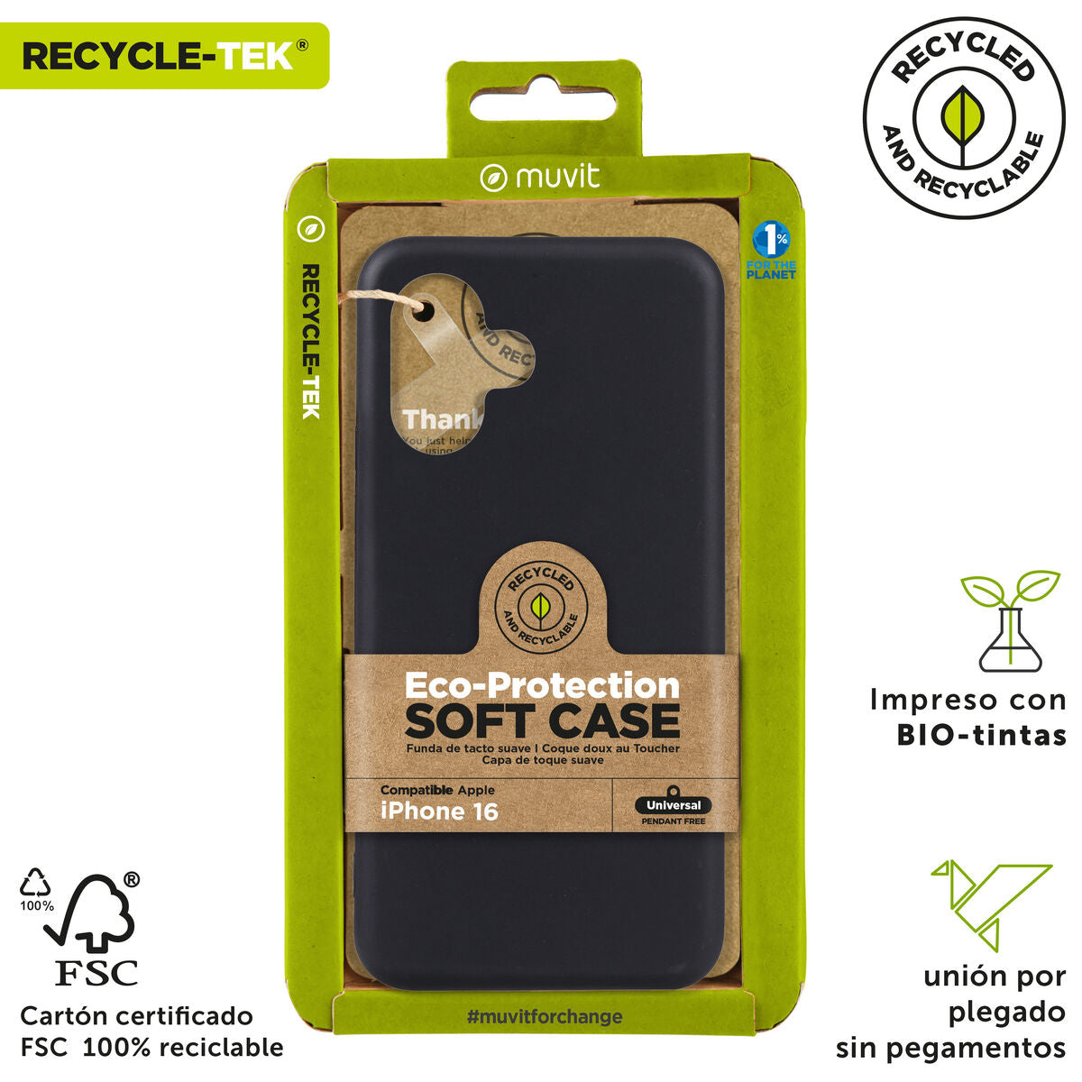 Mobile cover Muvit for Change iPhone 16 Black