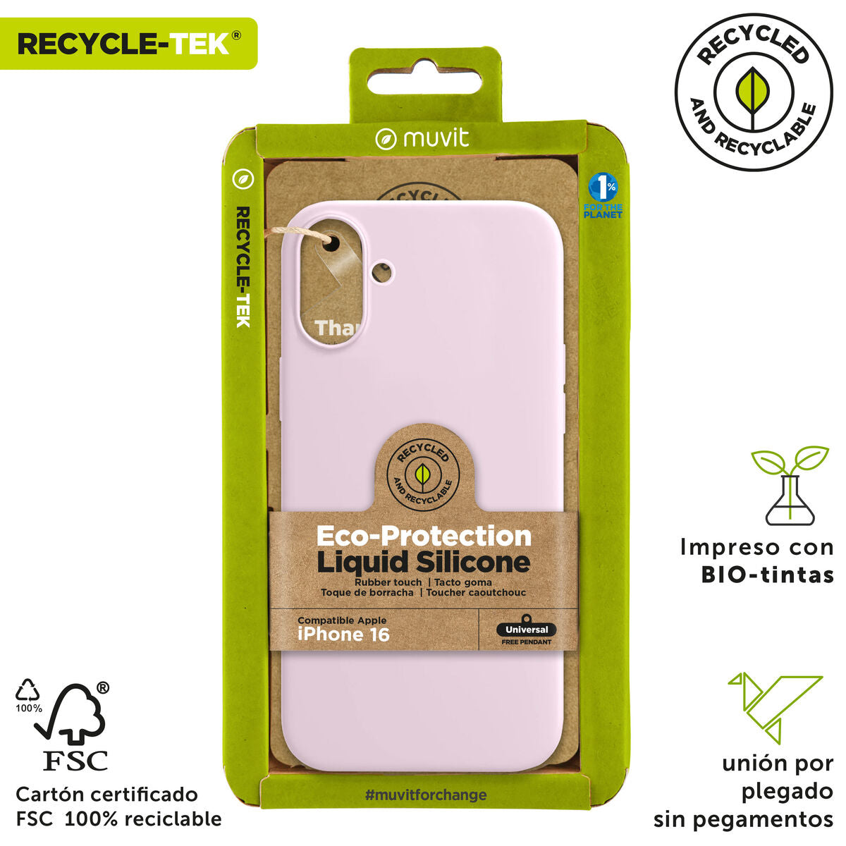 Mobile cover Muvit for Change iPhone 16 Pink