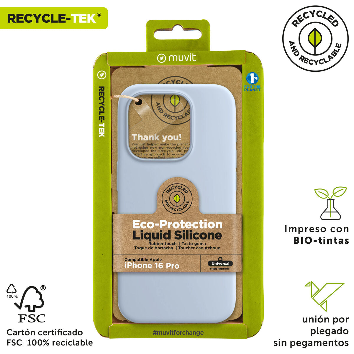Mobile cover Muvit for Change iPhone 16 Pro Blue