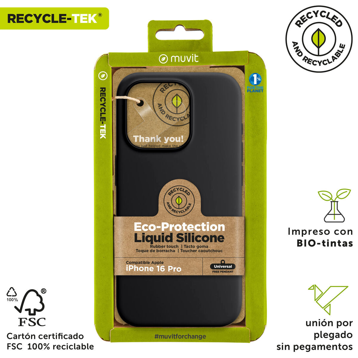 Mobile cover Muvit for Change iPhone 16 Pro Max Black